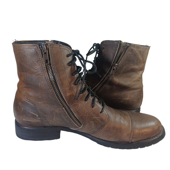Bed Stu Distressed Leather Briwn Bryce Double Side Zip Boots Lined Size 9.5 main image 10